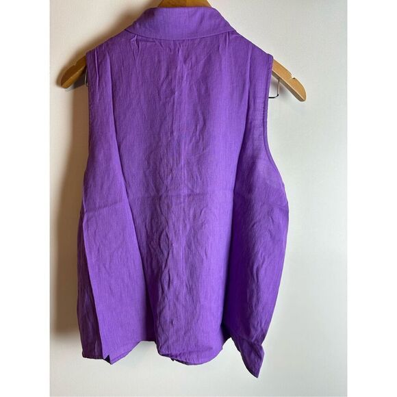 Purple collared sleeveless button down shirt - Picture 7 of 9